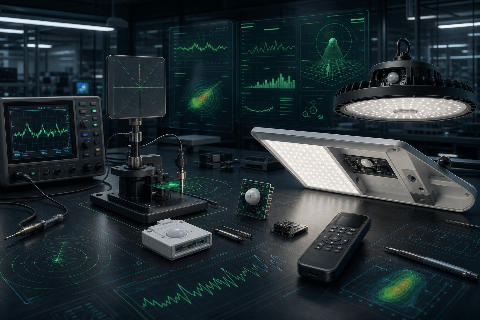Laboratory calibration of a radar sensor integrated into a luminaire engineering sample