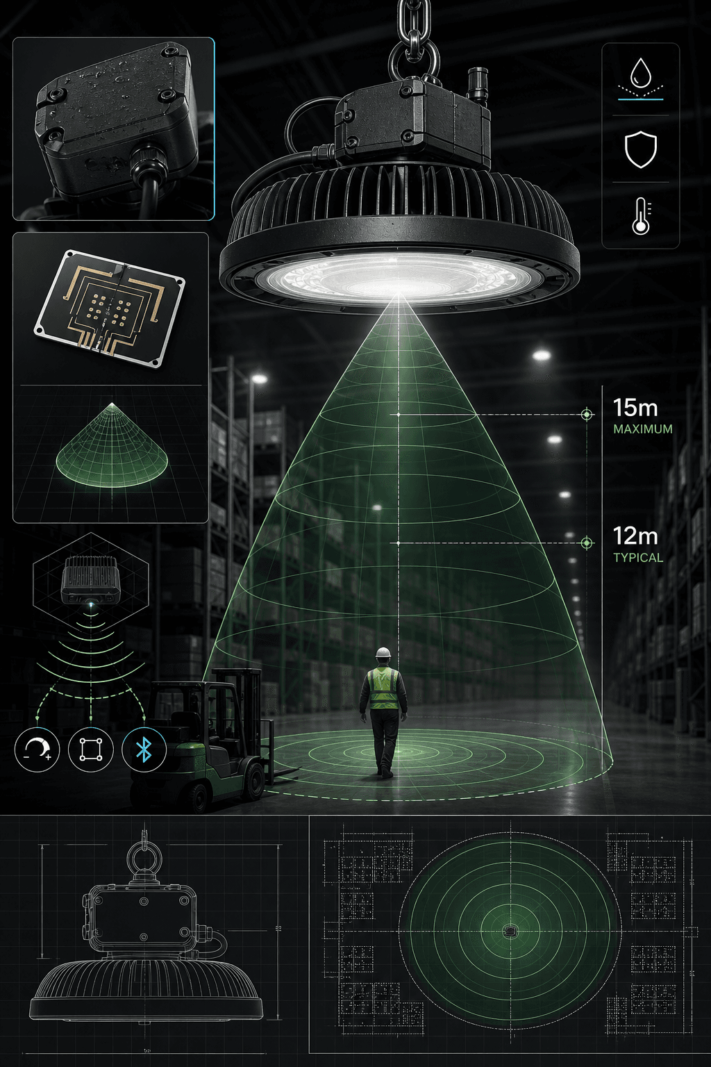 Lighting sensing coverage for a high-bay application