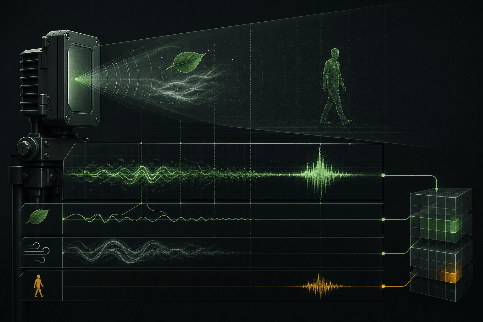 Radar anti-interference visualization separating wind and leaf motion from human presence